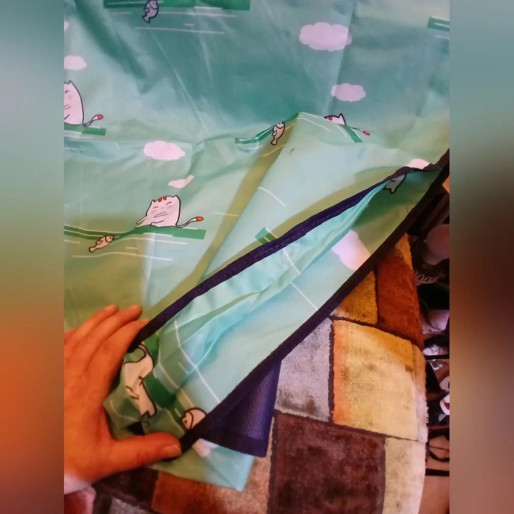 Green Cat Print Rug